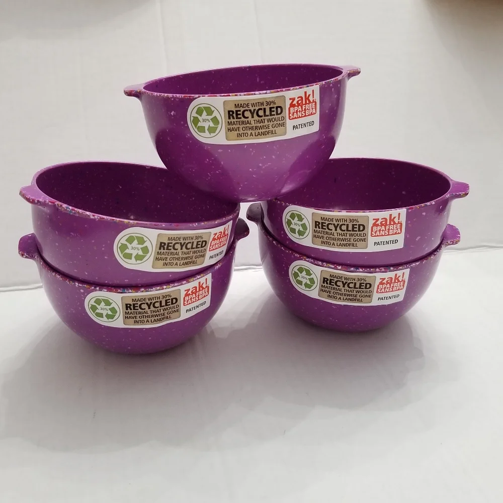 Zak Design Lot 5 Confetti Plastic Melamine Mixing Bowl Sprinkle Speckled Purple